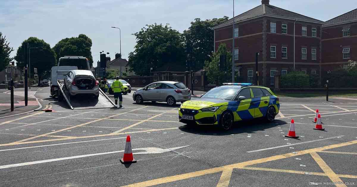 Woman taken to hospital after crash shuts road both ways in Cardiff