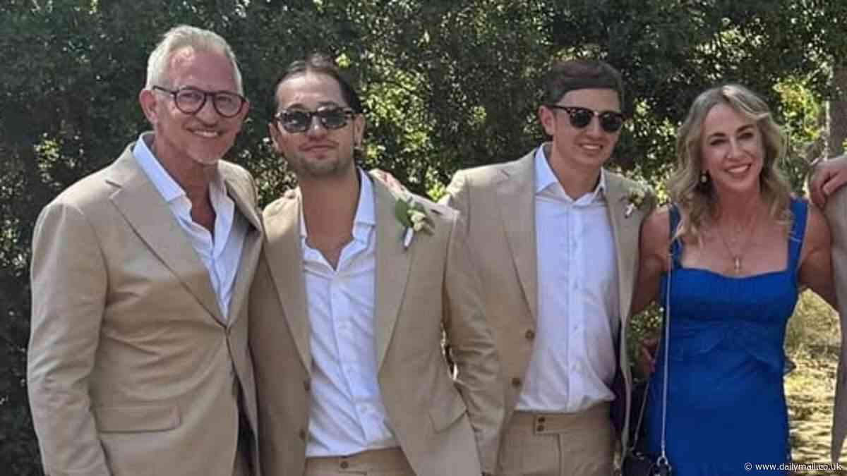 Gary Lineker reunites with his first wife Michelle Cockayne in rare joint appearance at their son Harry's Ibiza wedding - 19 years after bitter divorce