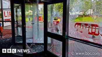 Glass broken in 'Free Gaza' graffiti attack on BBC