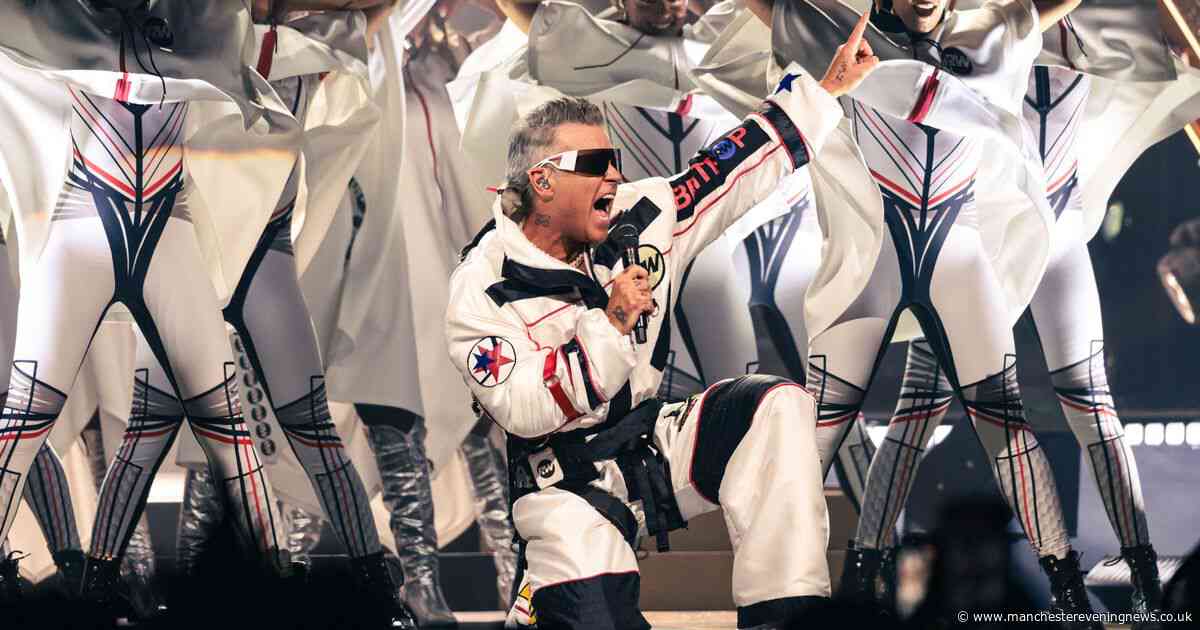 Robbie Williams flies in on a rocket and brings out star guest in stunning Manchester Co-op Live gig