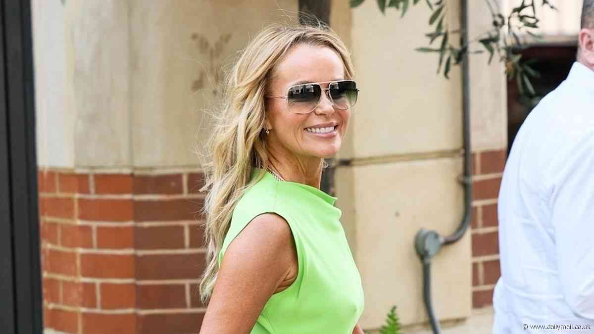 Amanda Holden, 54, puts on a leggy display in zesty green mini dress as she heads to work in the sunshine