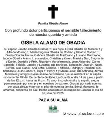 Obituario Gisela Alamo De Obadia