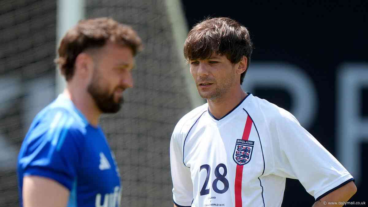How glum Louis Tomlinson's 'hard stares' at Sam Thompson displayed the depths of their 'playground mentality' just moments before TV star revealed he was out of Soccer Aid match