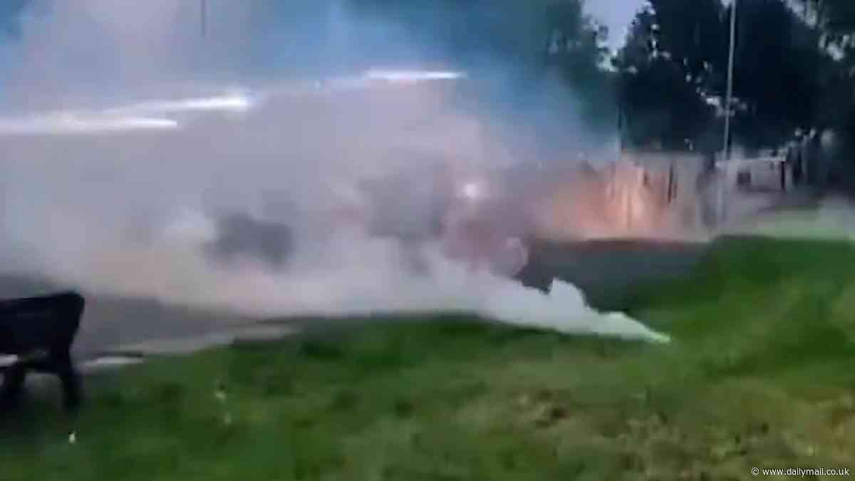 Petrol bombs and fireworks launched at police as Ballymena riots spread across Northern Ireland in fifth night of violence after 'alleged attempted rape of local girl, 16, by two Romanian teens'