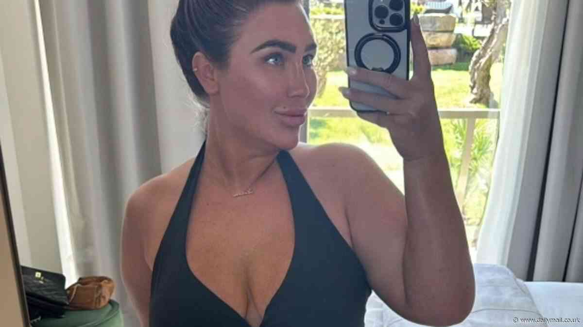 Lauren Goodger puts on a very busty display in a black swimsuit after jetting off to Portugal to film the new series of TOWIE