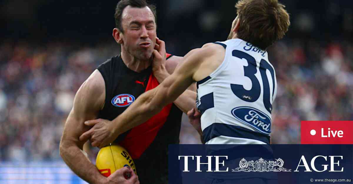 Essendon v Geelong LIVE: Ruthless Cats teach baby Bombers a first-half footy lesson on the big stage at the MCG