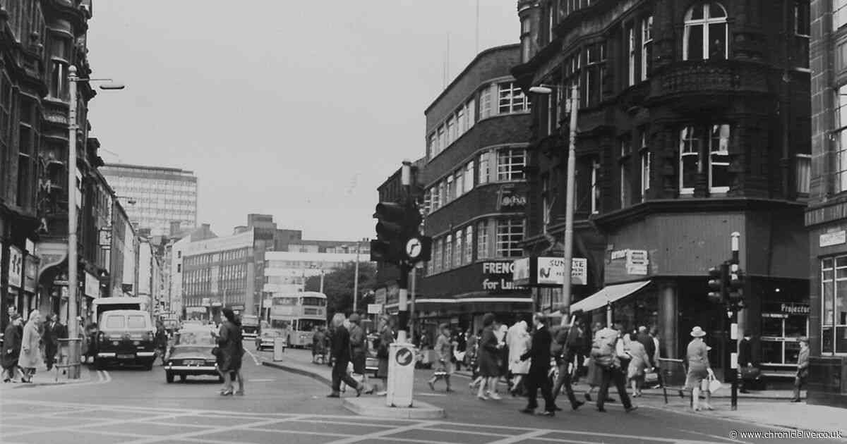 Newcastle's Blackett Street in the late 1960s - and the same location today