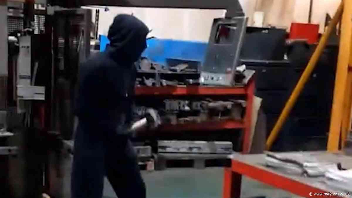 Moment pro-Palestinian activists break in and smash up UK warehouse of firm supplying military items to Israel