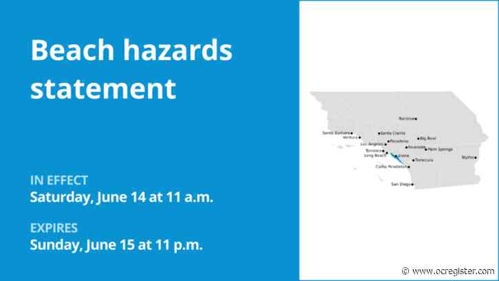 Beach hazards statement for Orange County Coast until Sunday night