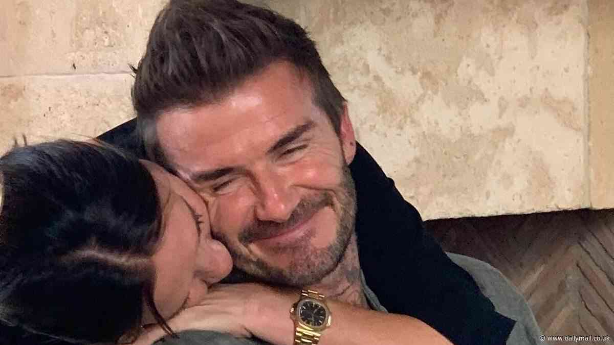 Victoria Beckham pays tribute to her 'knight in shining armour' husband David as he is finally honoured with a knighthood