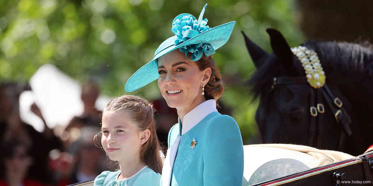 Kate Middleton Twins and Laughs With Princess Charlotte at 1st Trooping The Colour Since Cancer Remission