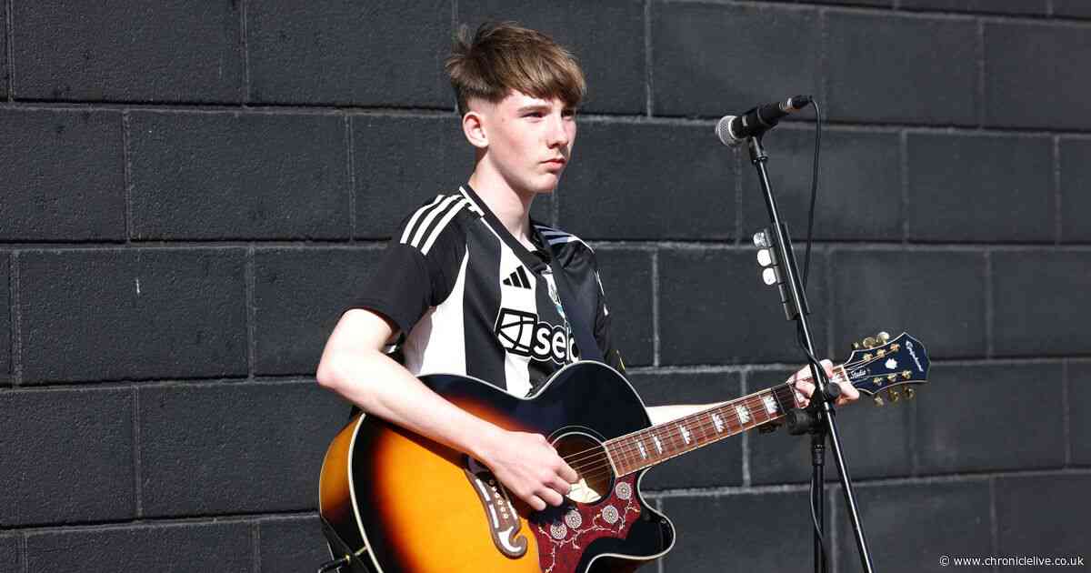 Teenage musician back busking outside St James' Park after performing alongside Sam Fender