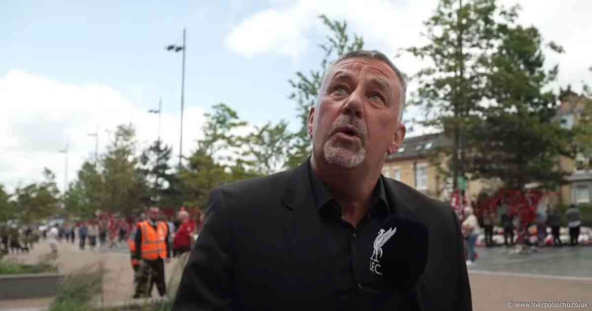 Liverpool legend fights back tears as he pays emotional tribute to Diogo Jota outside Anfield
