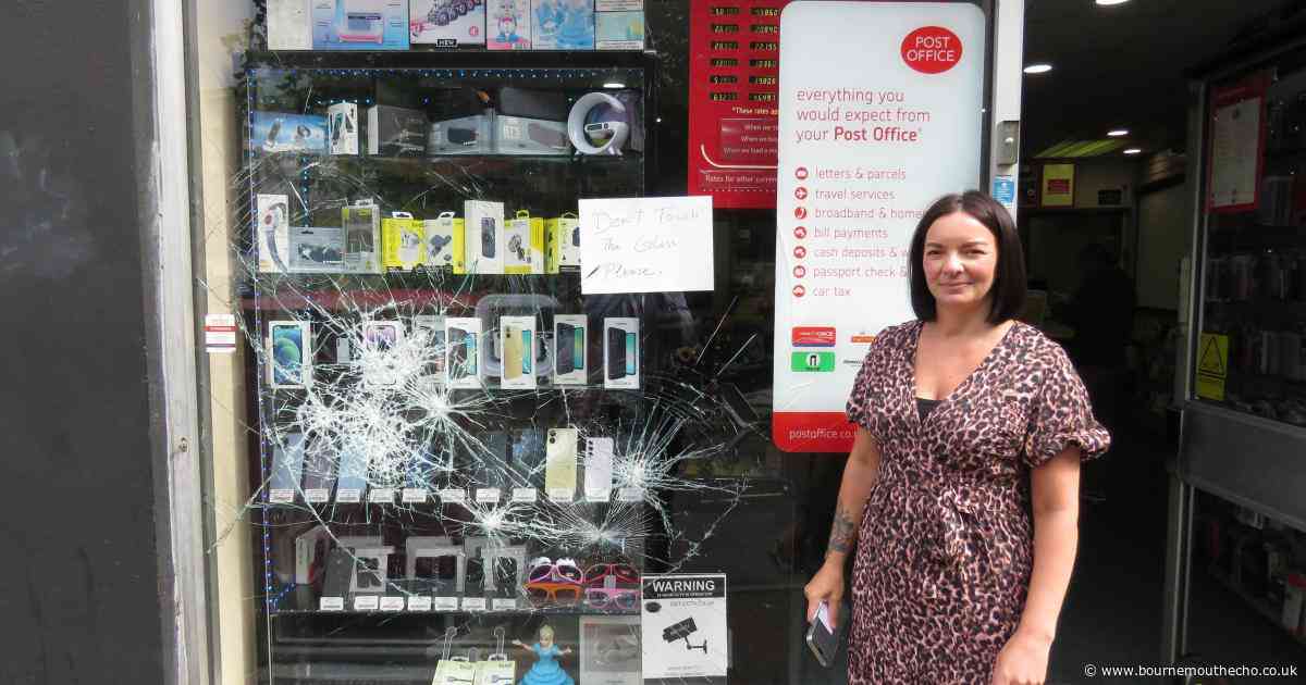 Vandals used car exhaust to smash Post Office window