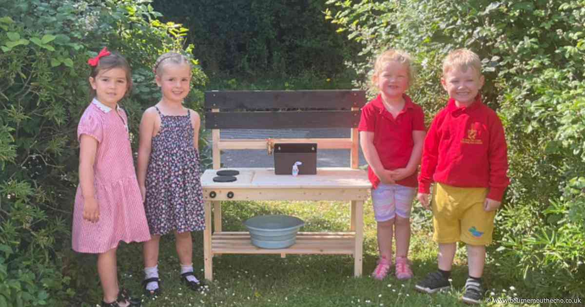 Primary school's outdoor play area improved with donation of mud kitchen