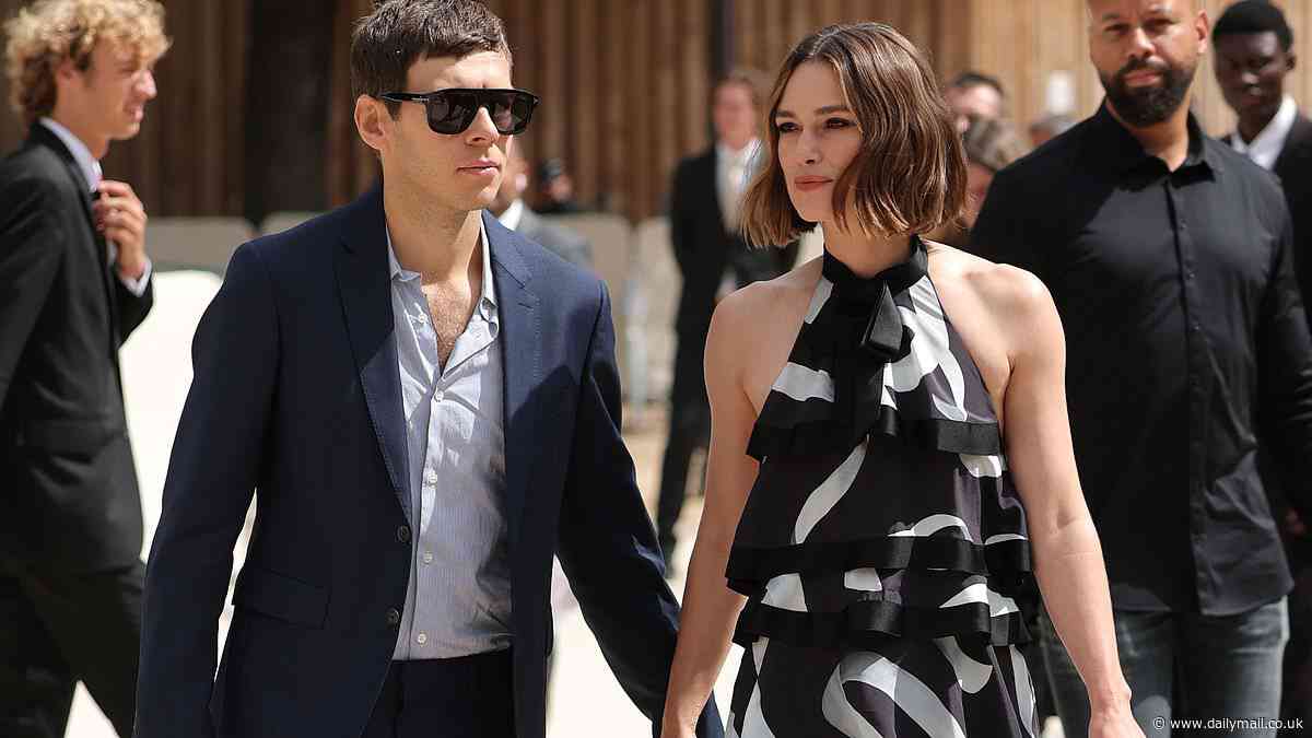 Keira Knightley holds hands with husband James Righton as she joins Naomi Campbell, Gracie Abrams and Lorde at star-studded Chanel Paris Fashion Week show