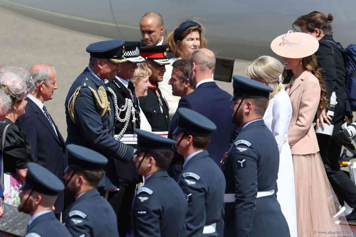 William and Kate greet Emmanuel Macron at start of his state visit to UK
