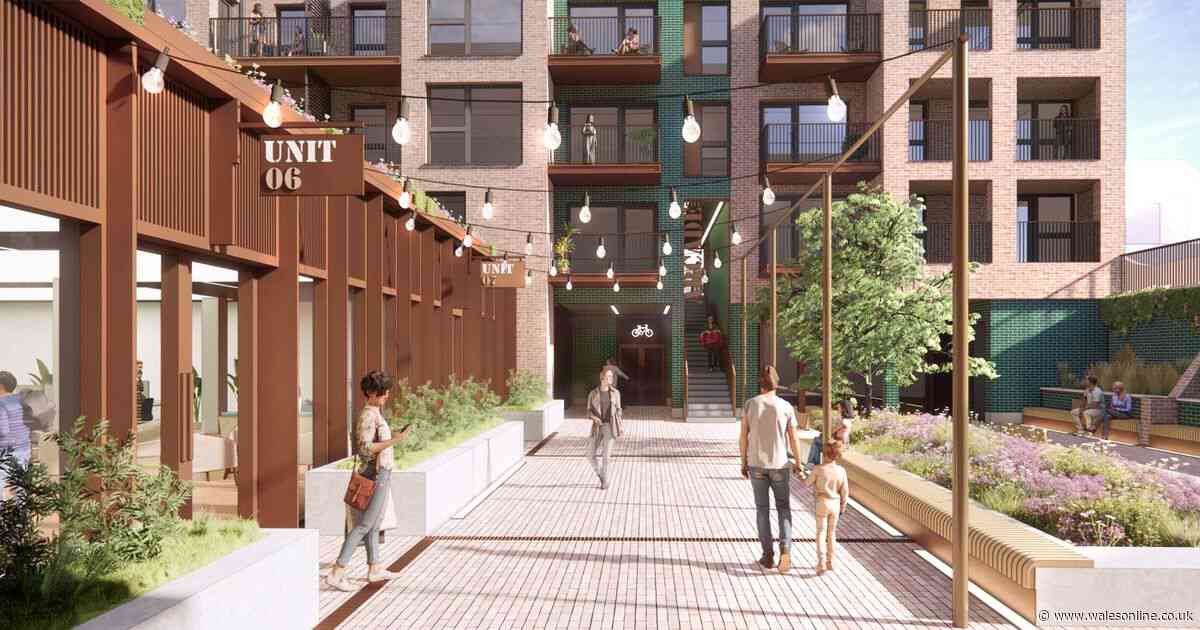 The former Caerphilly indoor market is being turned into a new apartment and office scheme