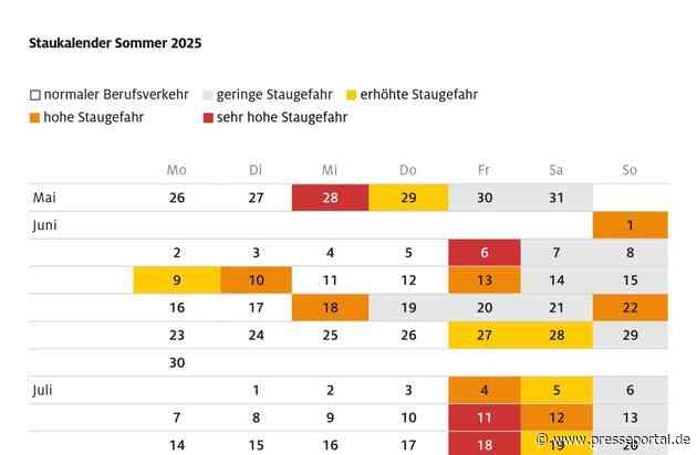 Stauprognose: 11. - 16. Juli: Sommerreiseverkehr nimmt deutlich zu / ADAC erwartet lange Staus am Wochenende / Nordrhein-Westfalen startet in die Ferien