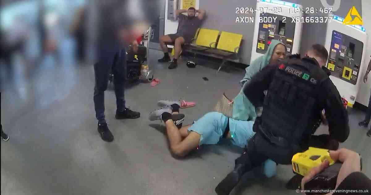 "No it wasn't": Manchester Airport armed police officer DENIES 'red mist' came over him when he kicked suspect in the head