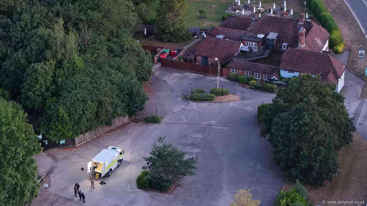 Man shot outside rural Kent pub was wielding a chainsaw and another object they thought was a homemade BOMB, police reveal