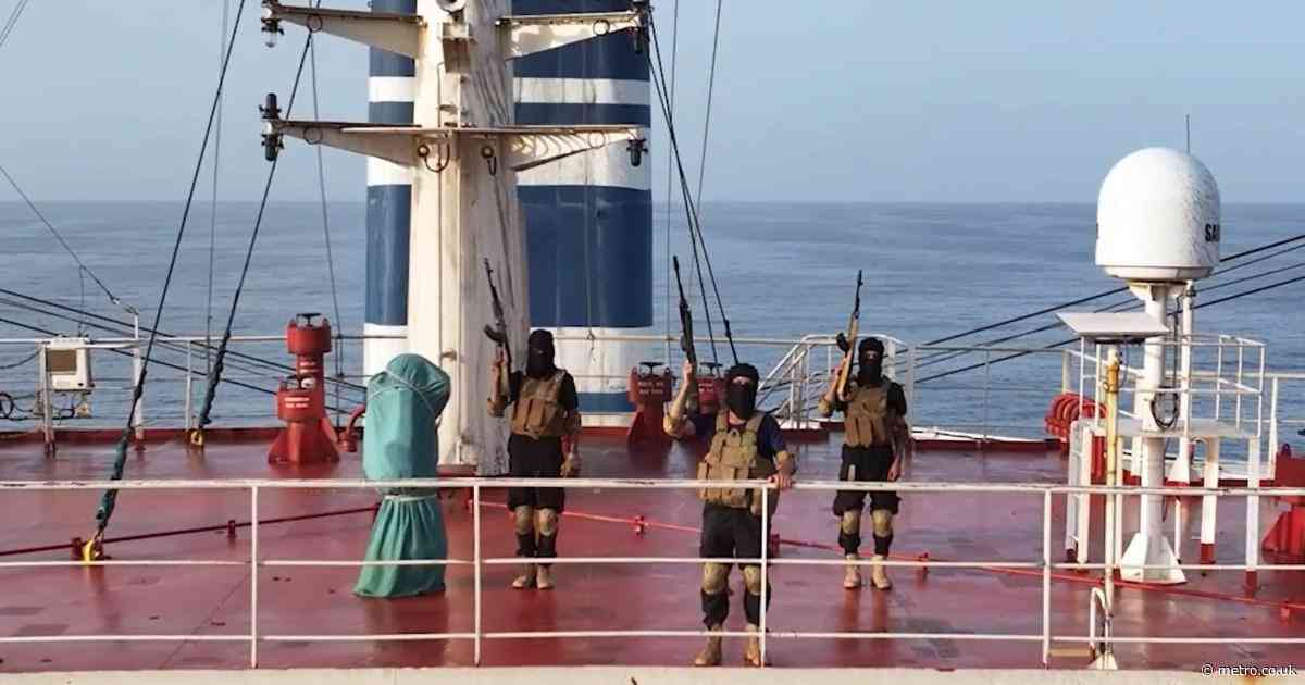 Houthi rebels celebrate sinking ship laden with explosive materials in Red Sea