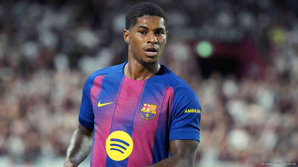 Marcus Rashford makes first Barcelona appearance in short-lived cameo - as he is subbed on and off during pre-season friendly after completing loan move from Man United
