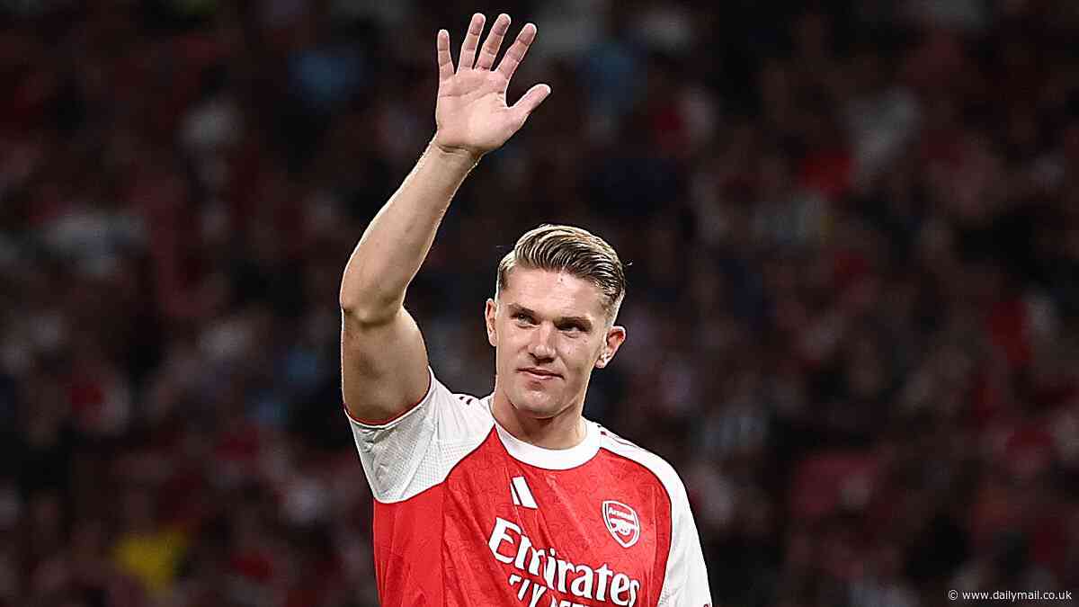 Viktor Gyokeres is unveiled on the pitch ahead of Arsenal's pre-season friendly with Newcastle in Singapore after finally sealing £64m move