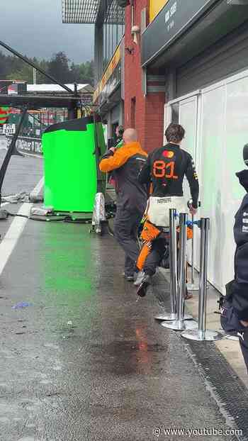 Everything ok, Oscar? We had a visitor during the rain break in Spa ☔️👀  #f1